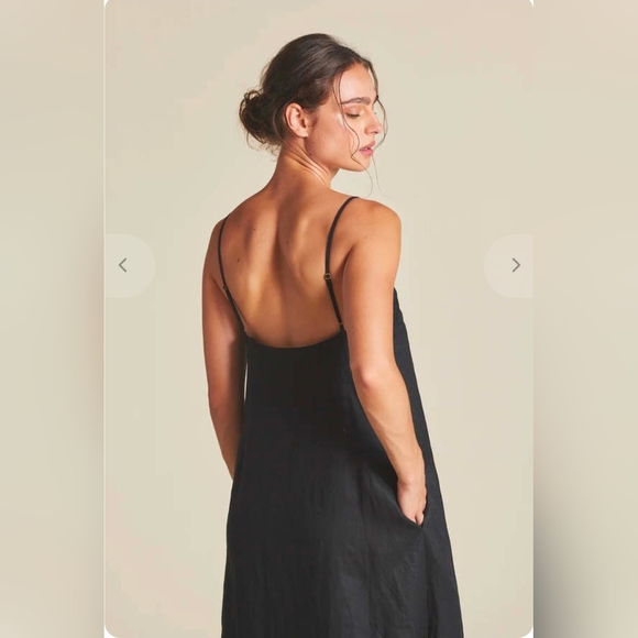 ❤️ TROVATA BIRDS OF PARADIS BLACK LINEN REVA MAXI DRESS W/ POCKETS, SMALL - Picture 3 of 15